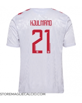 Danimarca Morten Hjulmand #21 Maglia Gara Trasferta Repliche Europei 2024